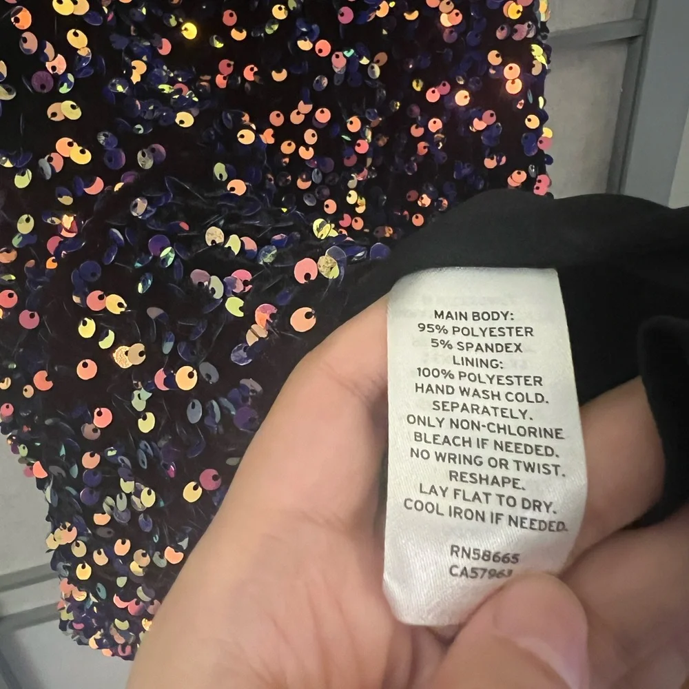 BP. Small Night Out Sequin Camisole Dress Black Multi-Color Sequins Mini NYE - Picture 3 of 6